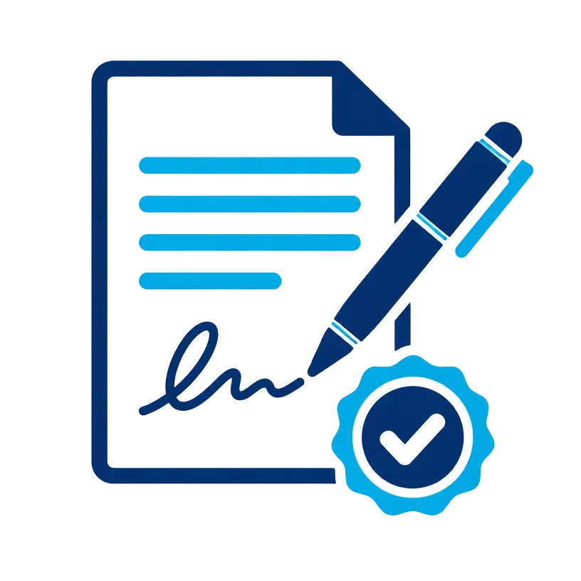 Illustration of a signed document with a pen