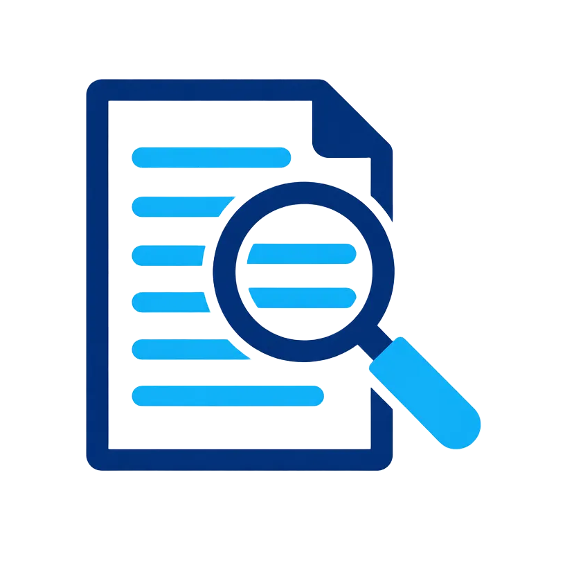 Illustration of a document under a magnifying glass