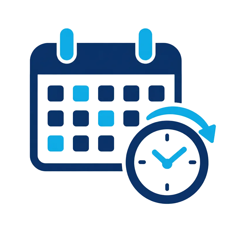Illustration of a calendar and a clock