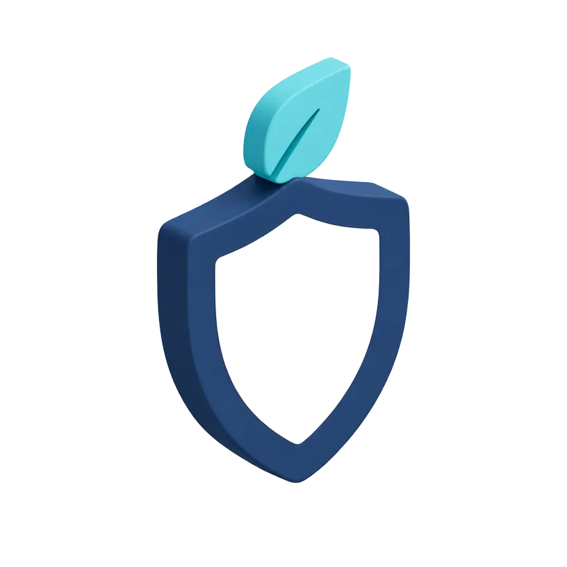 Isometric shield with a leaf